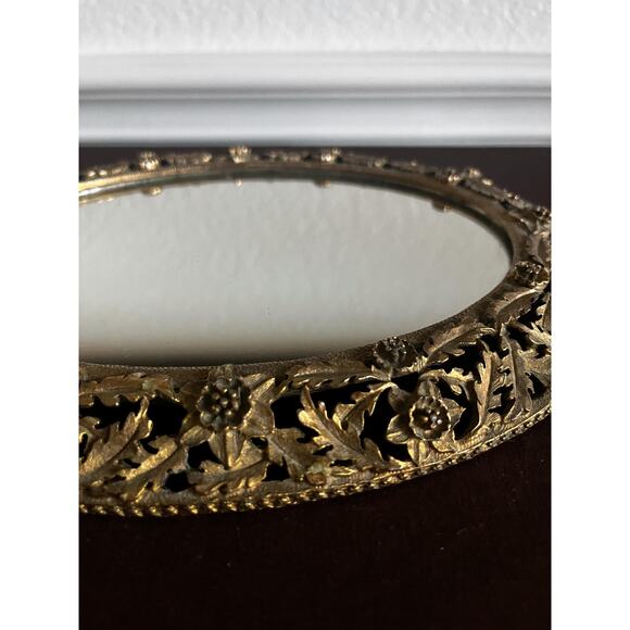 Vintage Brass Mirrored Tray - Picture 1 of 6